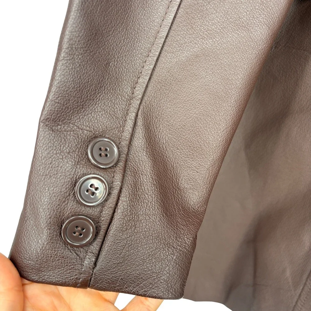 Metrostyle Women's Brown Leather‎ Belted Trench Coat Size 18